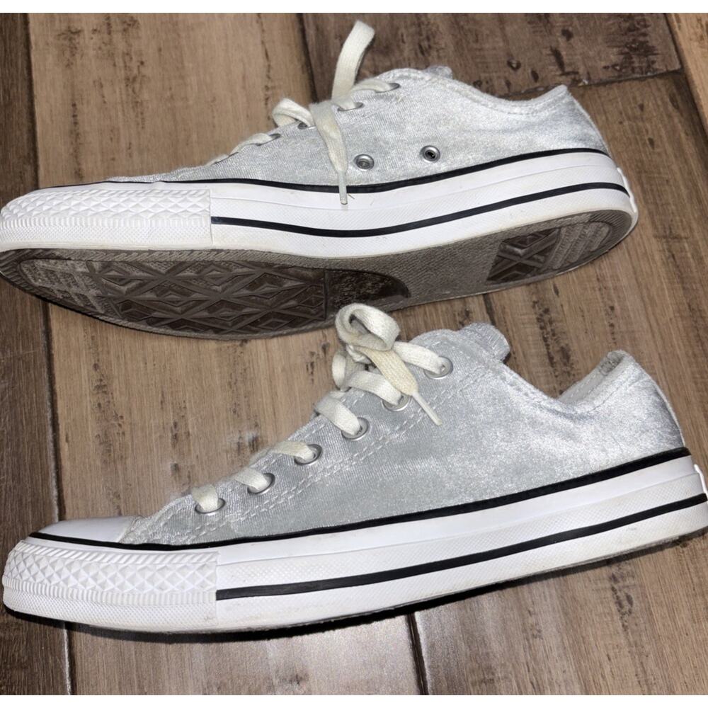 Converse All Star Light Blue Velvet Velor Low Top Sneakers Women's Size 8 Shoes - Picture 4 of 6